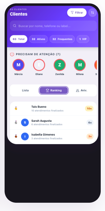 Tela de clientes do EstetikFlow